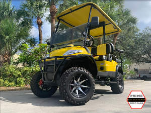 Yellow Elite EV 2+2 Passenger Lifted Golf Cart