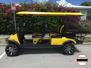 Yellow T-Sport 6 Passenger Golf Cart