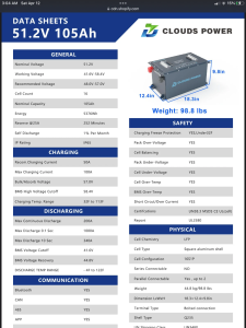 48v 105ah clouds power golf cart lithium battery kit